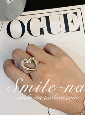韩国进口小众设计款桃心夸张戒指