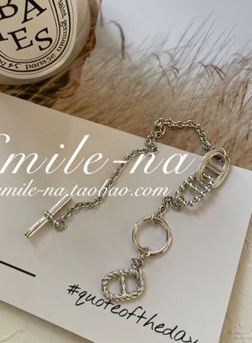 韩国进口设计师款鼻子麻花手链