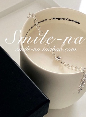 韩国纯银刻字不规则链条手链手环