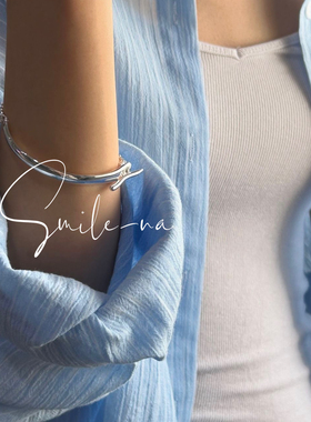 韩国进口小众款S925纯银半镯链条拼接OT扣时尚百搭手镯手链女