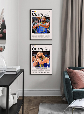 NBA篮球明星库里海报挂画周边挂件相框纪念品装饰画卧室墙壁晚安
