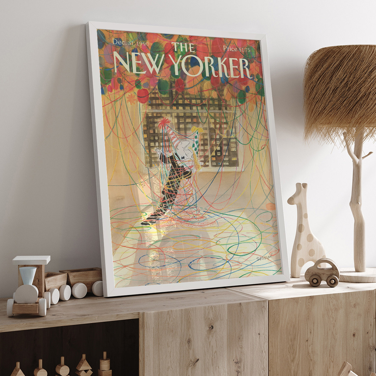 The New Yorker圣诞节插画客厅卧室沙发装饰画挂画艺术框油画壁画,淘宝优惠券,粉丝福利购,淘宝优惠卷