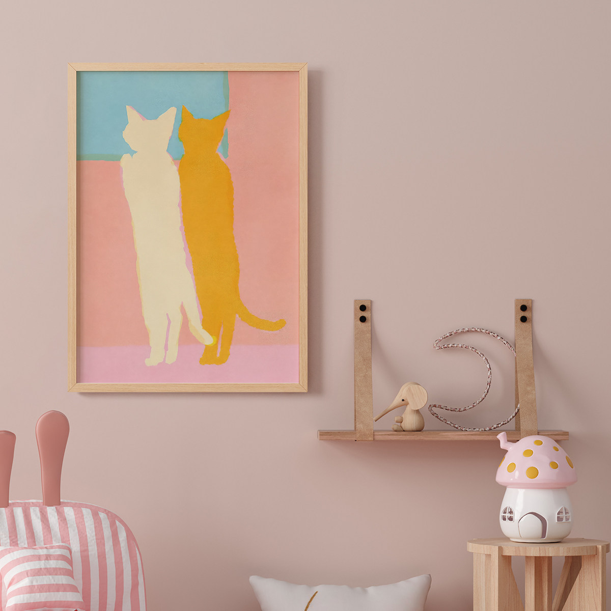 小清新客厅卧室沙发动物猫卡通漫画简约装饰画挂画艺术框油画壁画,淘宝优惠券,粉丝福利购,淘宝优惠卷