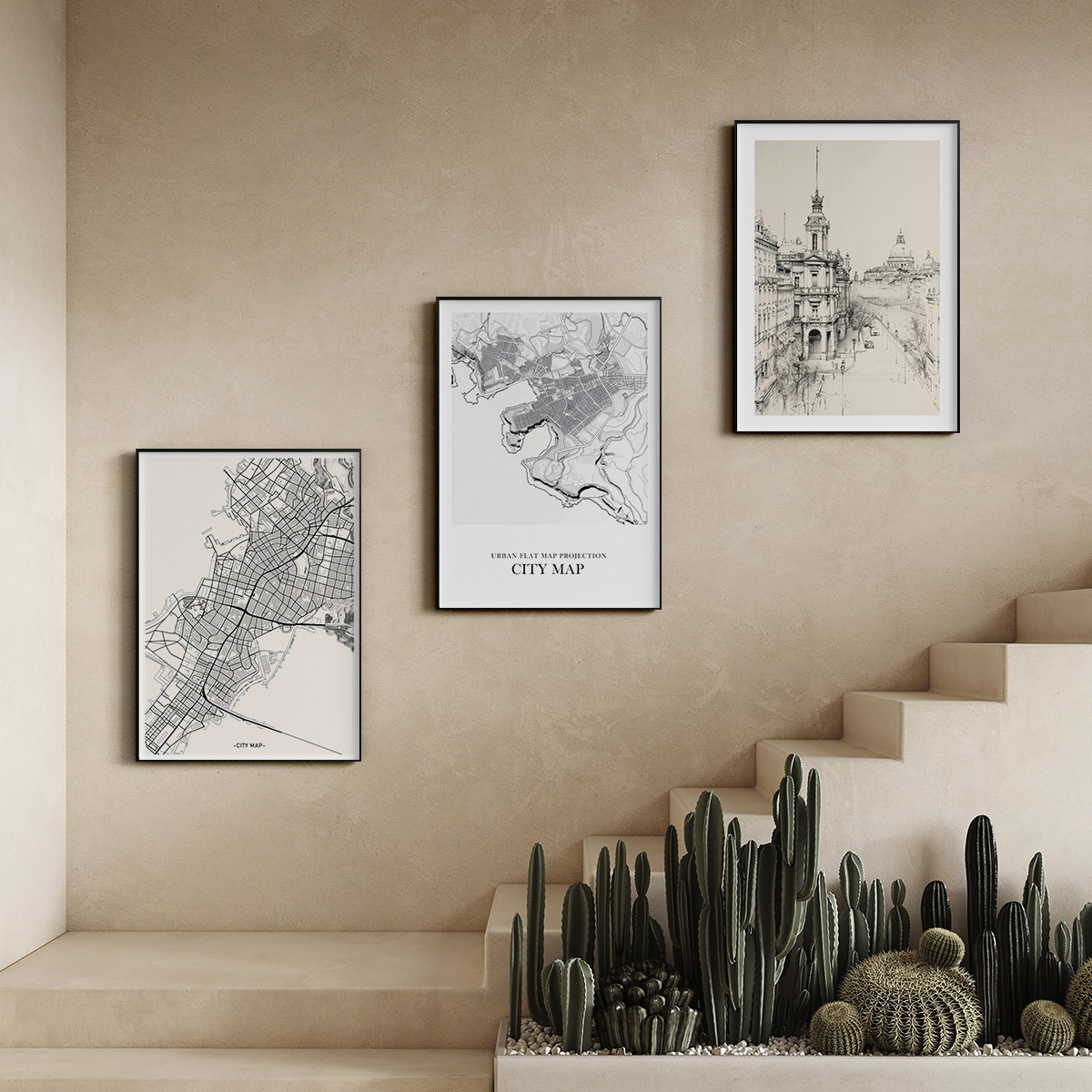 城市地图素描客厅卧室沙发建筑城市黑白装饰画挂画艺术框油画壁画,淘宝优惠券,粉丝福利购,淘宝优惠卷