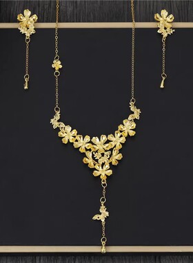 2026新款金色高级时尚简约花朵项链流苏中式龙凤褂秀禾礼服发饰品