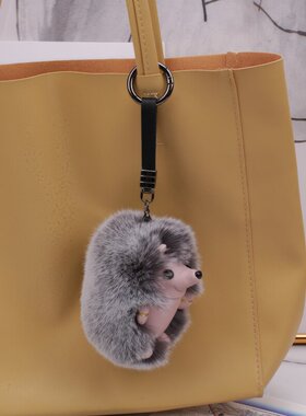 小刺猬獭兔毛手工带子包挂件