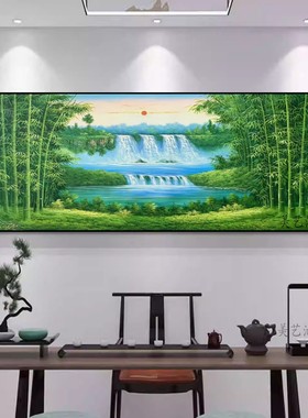 手绘新中式聚宝盆风景油画