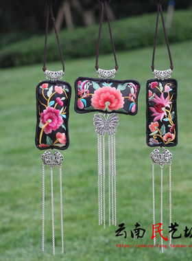 复古民族风百搭原创刺绣缝制项链手工仿老绣古风毛衣链锁骨链女士