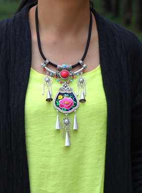 云南中长款苗族复古挂件毛衣链