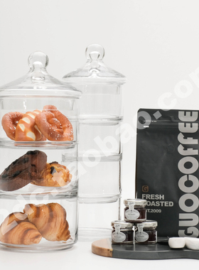 多层玻璃干果西点罐糖缸样板间厨房烘培店西餐厅装饰品摆件