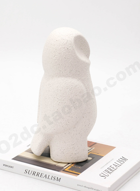 陶瓷白砂站立猫头鹰样板间儿童房书柜装饰品摆件