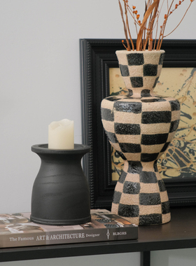 中古风仿炭化木树脂烛台