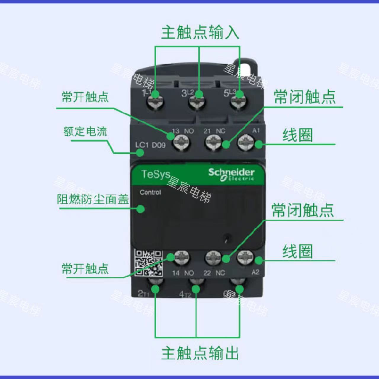 施耐德交流接触器220V LC1D09 12 18 25 32 38 40A电梯AC110V专用-图2