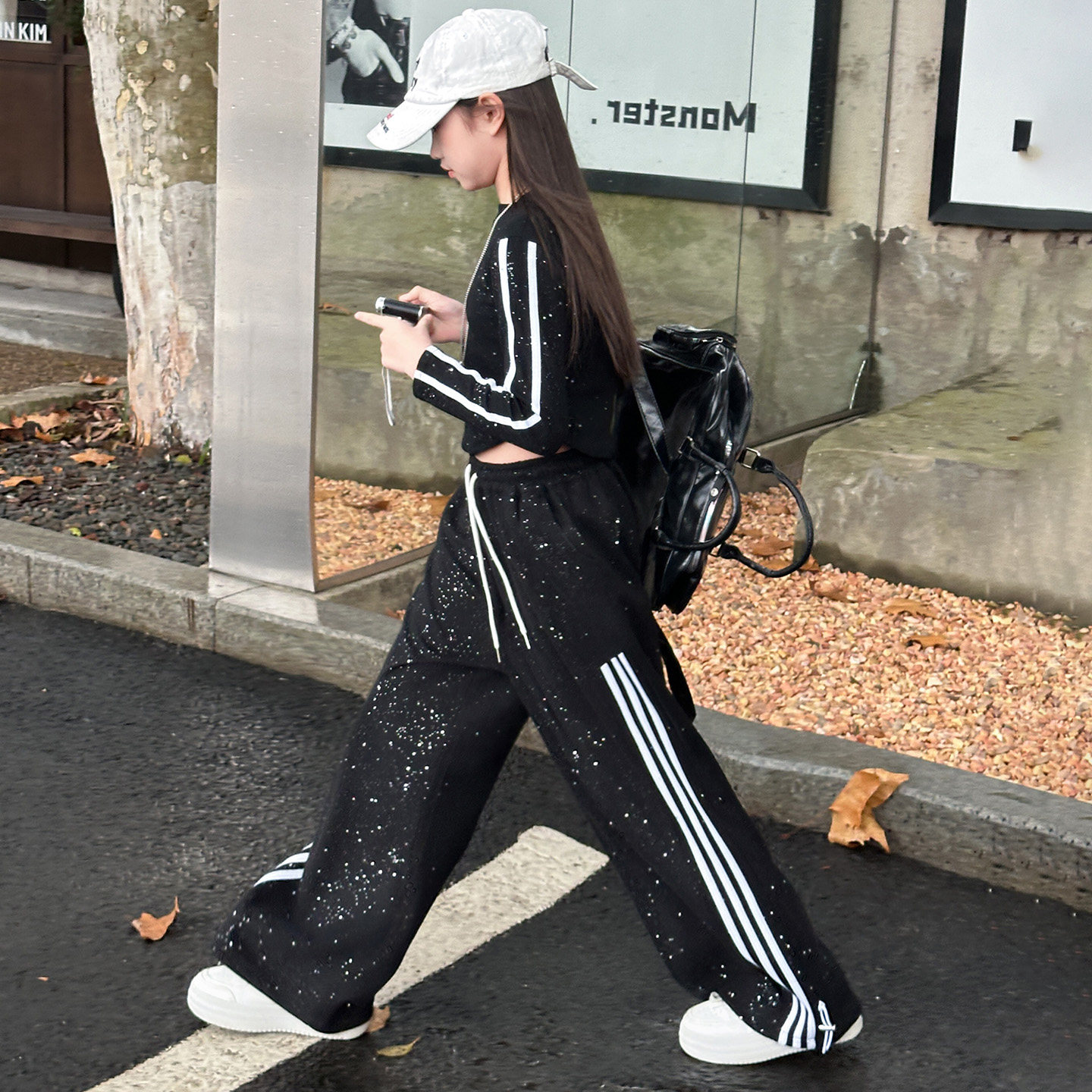 女童春秋撒银拉条阔腿裤2026新款中大童卫裤休闲运动裤表演服,淘宝优惠券,粉丝福利购,淘宝优惠卷