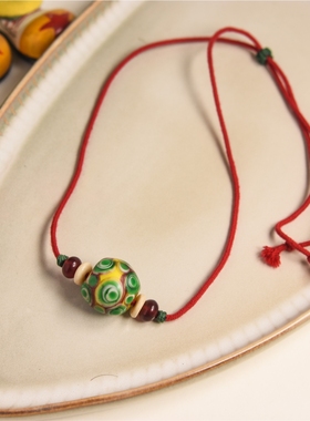 明月不知君已去，夜深还照读书窗。创汇时期蜻蜓眼琉璃珠项链孤品