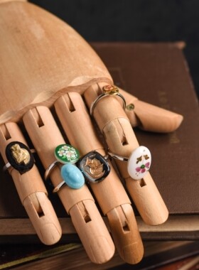 Vintage海外复古古董首饰宫廷风浮雕印章925银指环戒指集合老琉璃