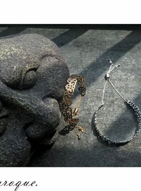 原创自制  巴洛克宫廷风蕾丝镂空雕花优雅镀金手镯臂环两用复古着