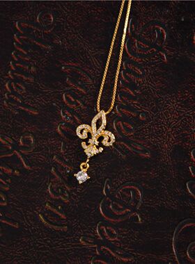 925纯银鸢尾花爱心项链锁骨链