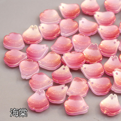 10颗价 白玉红金粉琉璃花瓣 手工DIY汉服发簪流苏绑花制作材料 - 图1
