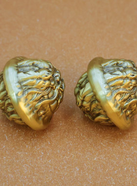 精雕龙头图腾优质黄铜打造实心核桃手把件健身球收藏送礼文玩爱好