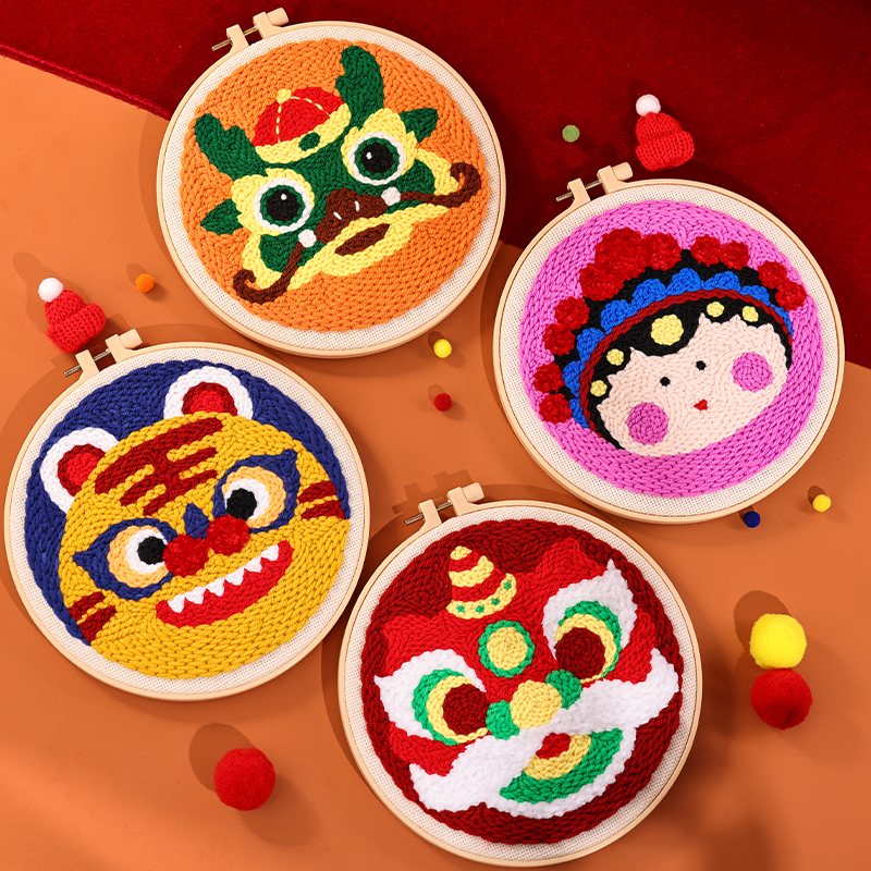 中国风戳戳绣diy手工戳绣国潮图案戳戳乐搓搓绣吉祥喜庆毛线画 - 图0