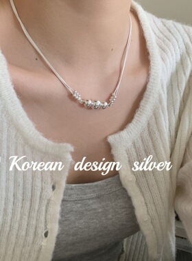 韩版fever同款银锁骨链女生 S925纯银多层圆珠项链2025年春夏