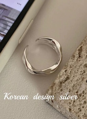 韩国重工饰品 925纯银波浪三层戒指女款指环关节戒新款ins风百搭
