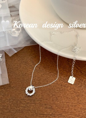 韩国东大门ins风小众亮银饰品 S925纯银圆形简约项链百搭高级