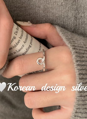 韩国东大门个性ins风设计饰品S925纯银 款镂空小圆戒指叠戴高级