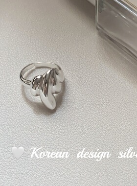 韩国东大门小众设计 925纯银海洋贝壳戒指女 高级感简约开口指环
