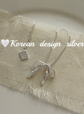 韩国小众ins博主同款饰品 S925纯银蝴蝶结珠子项链高级简约锁骨