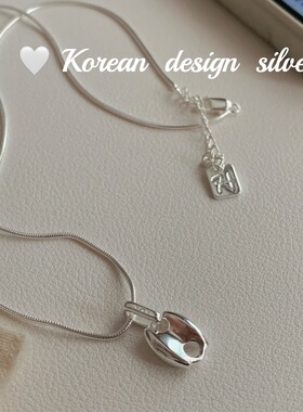韩国小众设计高级ins风项饰品 S925纯银蛇骨猪鼻子项链显锁骨