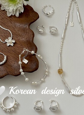 韩国新款高级感ins风小众银饰品 S925纯银个性珍珠饰品百搭组合款