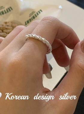 2o23新款简约麻花扭线S925纯银戒指女 ins风小众设计高级感指环