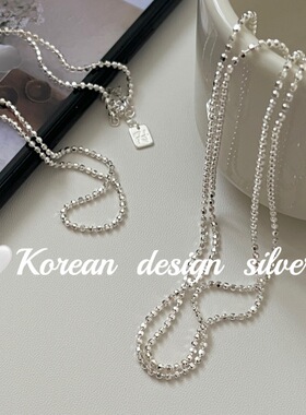 韩国东大门网红档口银饰品 S925纯银 车花珠子项链小众百搭款