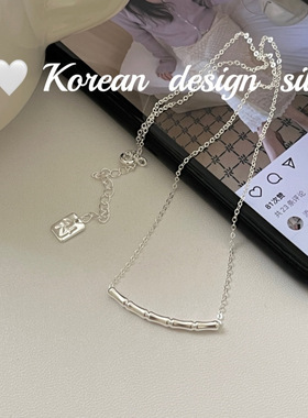 韩国ins风高级感小众设计银饰 S925纯银简约竹节项链 叠戴简约风