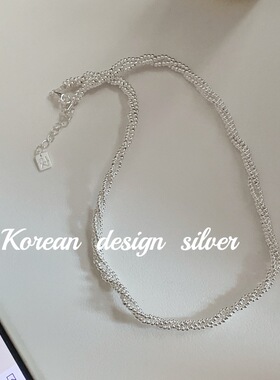 韩国重工亮银饰品 S925纯银双层缠绕光珠项链 叠戴高级感个性ins