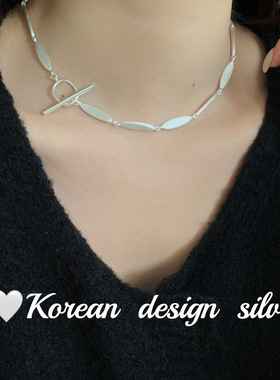 2025新款韩版小众设计银饰S925纯银磨砂柳叶链条项链气质感ins风