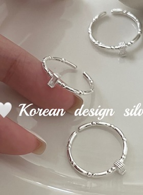 韩国东大门 网红档口饰品 S925纯银简约精巧锆石戒指气质优雅