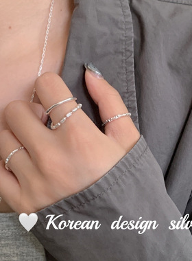 韩国ins博主同款高级感银饰品 S925纯银简约双层戒指女气质百搭款
