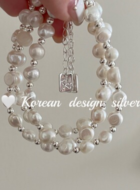 韩国简约高级感手饰品 S925纯银天然珍珠手链ins风小众精致