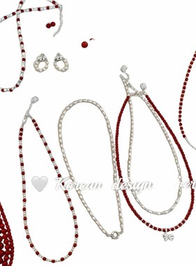 韩国轻奢高级感锁骨链 S925纯银简约红色圆珠项链 圣诞新年单品女