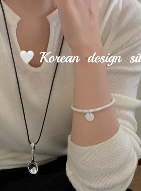 2025新款手工轻奢小众设计 S925纯银中古风拉丝圆牌圆圆编织手链