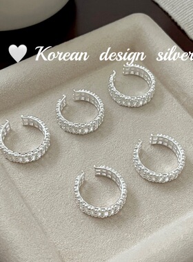 韩国ins小众设计高级感手饰品 S925纯银镂空三层网状戒指叠带