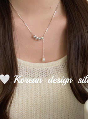 韩国2025新款爆款 s925纯银简约圆珠珍珠项链 女 锁骨链轻奢小众