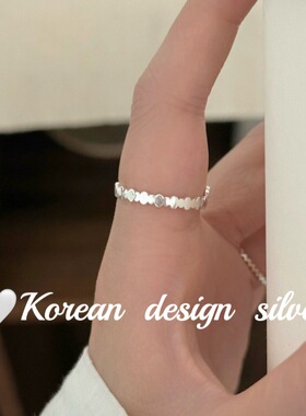 韩国东大门ins博主同款素圈 925纯椭圆不规则拼接戒指叠戴高级感