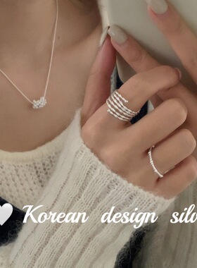 2025韩系小众设计秋冬新款 925纯银多层麻花戒指ins风高级感叠戴