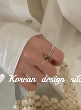 韩系性冷淡风设计银饰 S925纯银简约麻花素圈戒指小众高级感叠戴