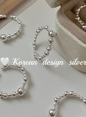 韩国ins博主同款饰品  S925纯银珠珠设计款戒指  开口食指环叠戴