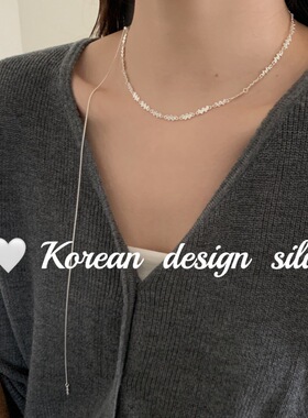 韩国东大门ins风设计饰品 S925纯银栅栏不规则拼接抽拉可调节